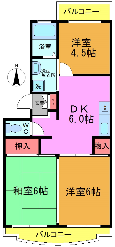 市川市原木のマンションの間取り