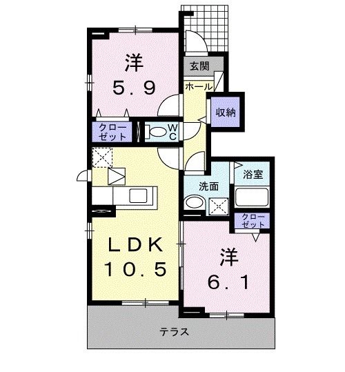 ソレイユ　ハーモニーＢの間取り