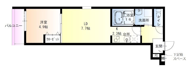 西宮市川西町のアパートの間取り