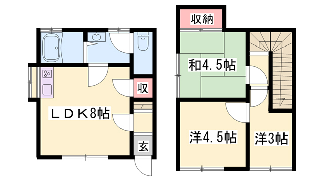 西川辺（1025-26）借家の間取り