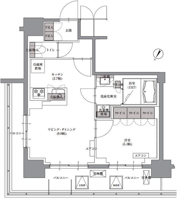 中央区日本橋富沢町のマンションの間取り