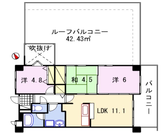 姫路市威徳寺町のマンションの間取り