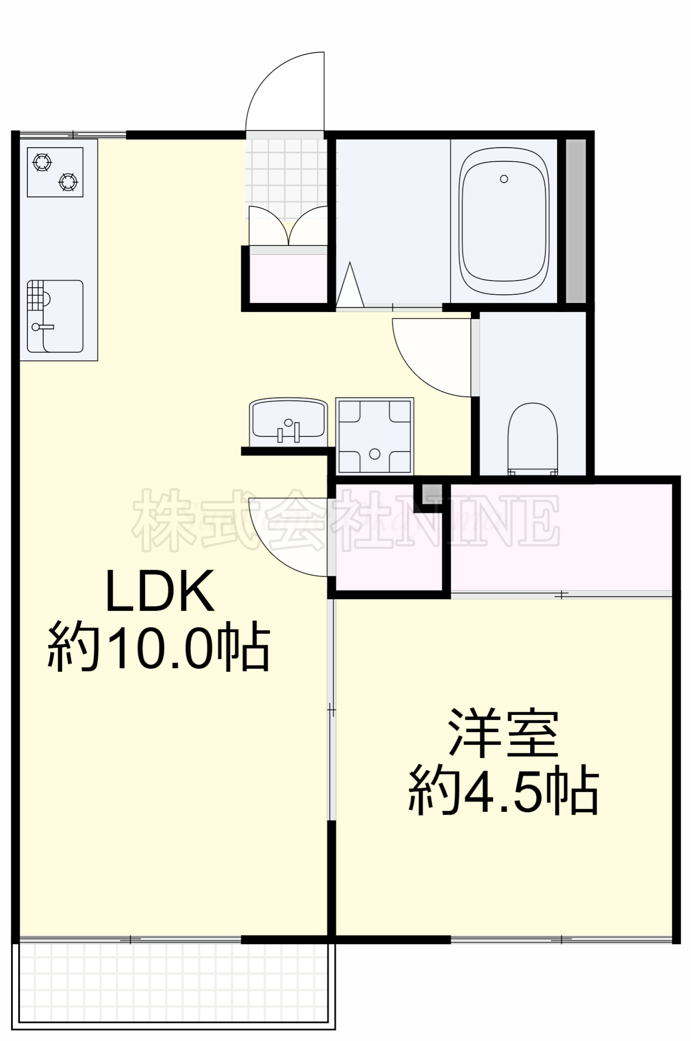 岡山市北区神田町のアパートの間取り