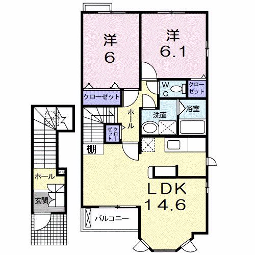 【東近江市八日市緑町のアパートの間取り】