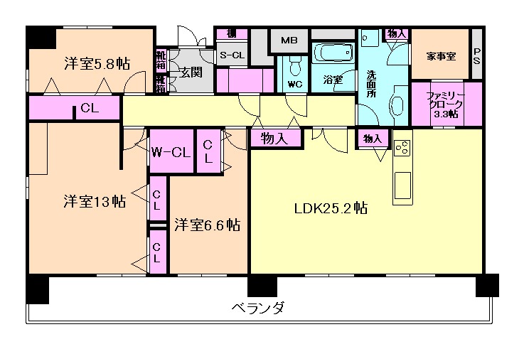 箕面市船場東のマンションの間取り