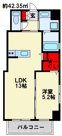 北九州市小倉北区井堀のマンションの間取り