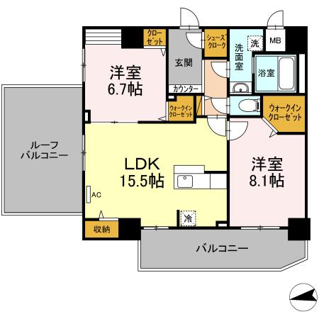 川崎市高津区東野川のマンションの間取り