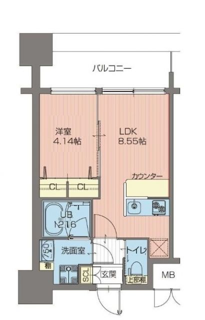 大阪市都島区大東町のマンションの間取り