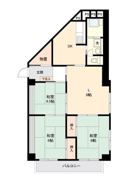 八王子市散田町のマンションの間取り