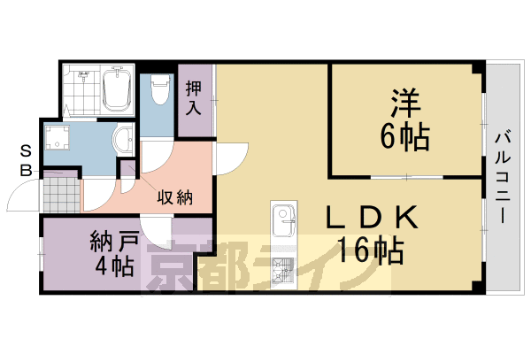 京都市西京区下津林東大般若町のマンションの間取り