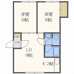 札幌市西区平和二条のアパートの間取り