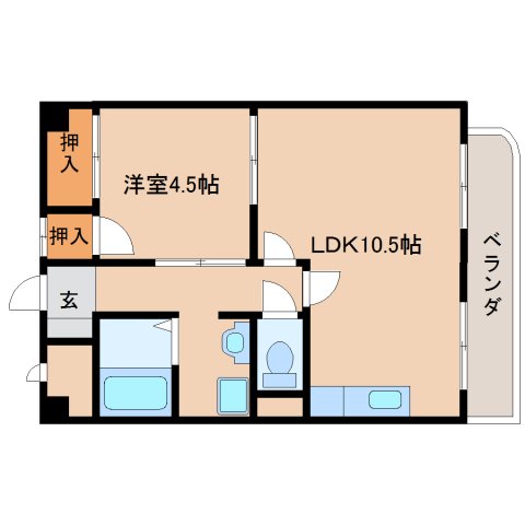 奈良市三条大路のマンションの間取り