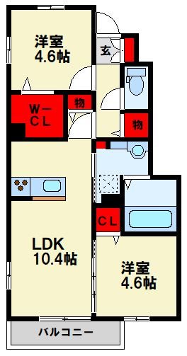 D-ROOM町上津役の間取り