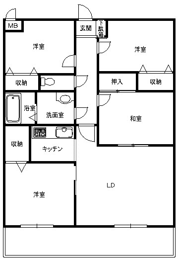 小田原市前川のマンションの間取り