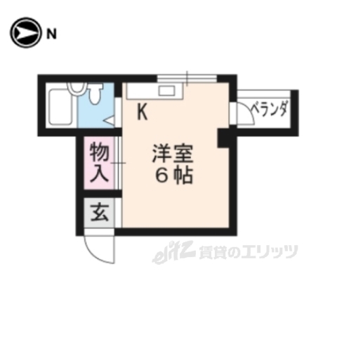 京都市左京区岩倉中大鷺町のマンションの間取り