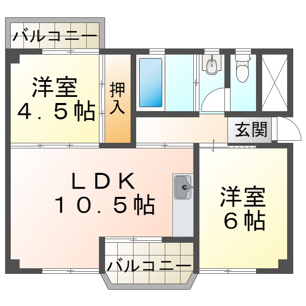 【神戸市垂水区福田のマンションの間取り】