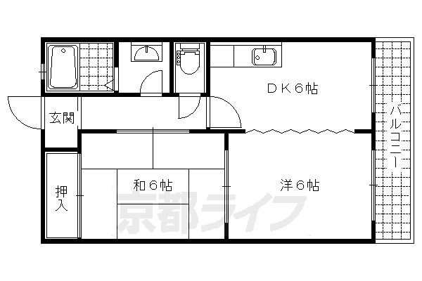 京都市山科区西野山中鳥井町のマンションの間取り