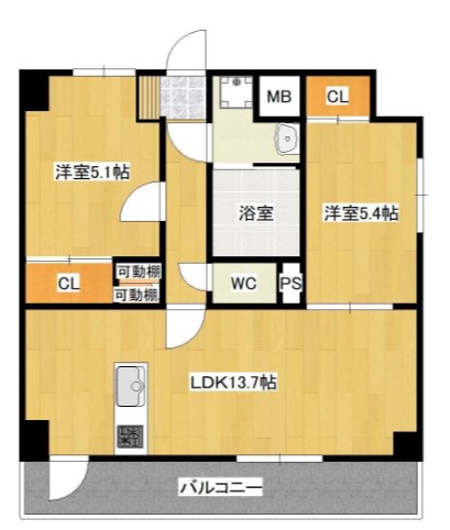 【岡山市南区青江のマンションの間取り】