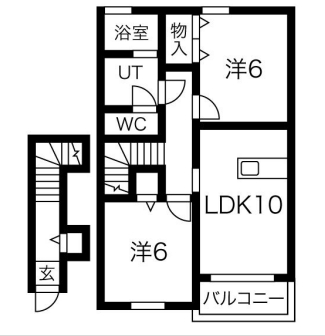 西尾市住崎町のアパートの間取り