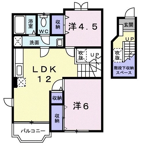 宇部市大字妻崎開作のアパートの間取り