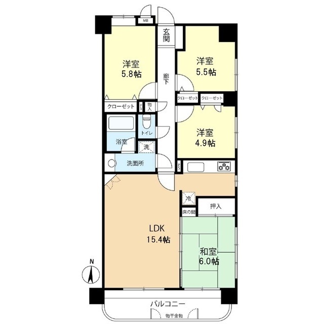 コアマンション藤崎　６０３号の間取り