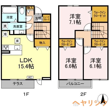 名古屋市名東区高柳町のアパートの間取り