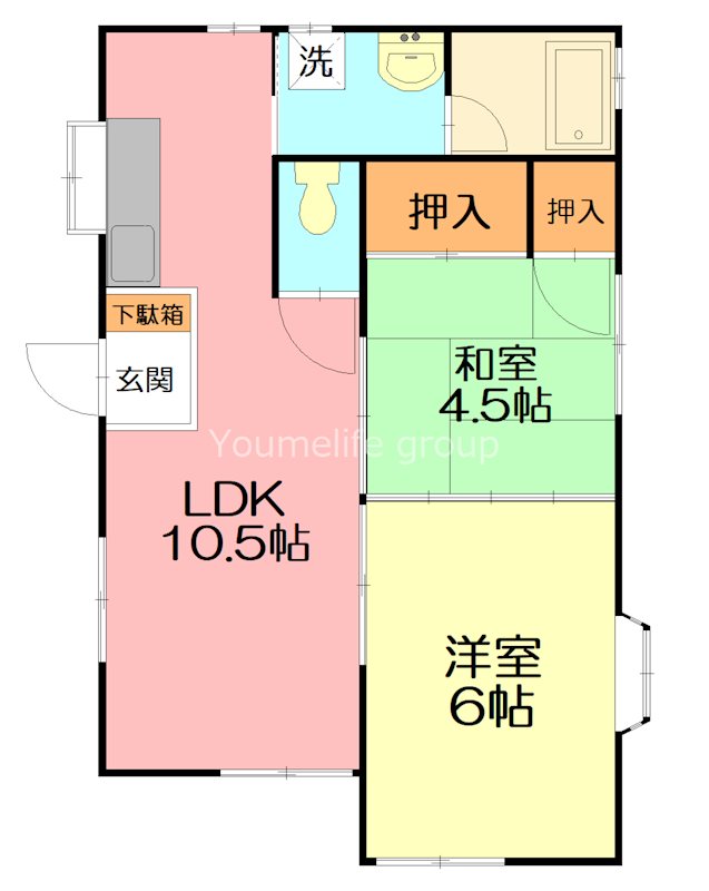 秦野市弥生町のアパートの間取り