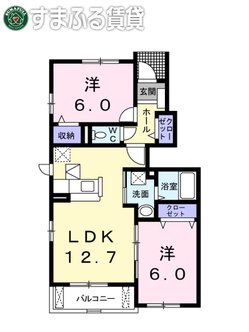 岡崎市北本郷町のアパートの間取り