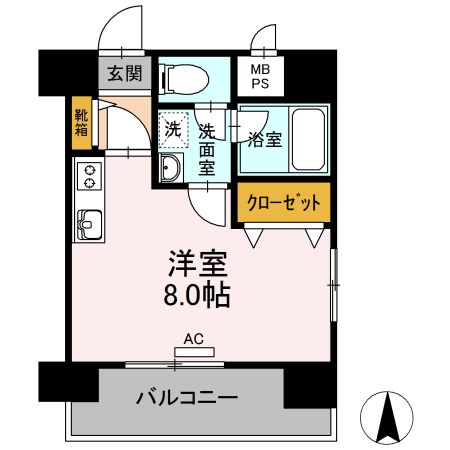 松山市平和通のマンションの間取り