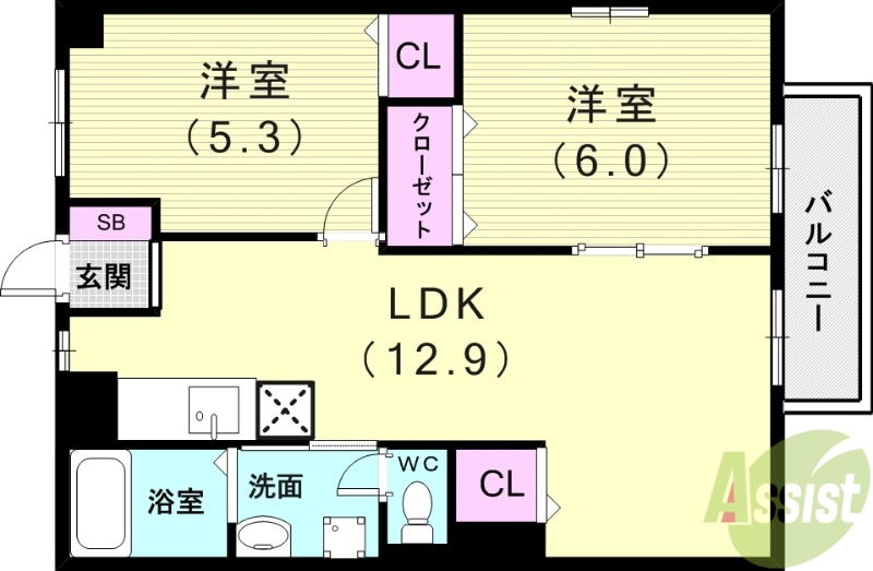 明石市太寺天王町のマンションの間取り