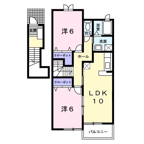 五泉市船越のアパートの間取り