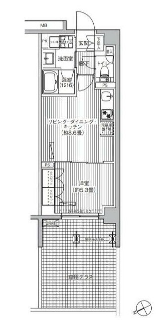 新宿区市谷仲之町のマンションの間取り