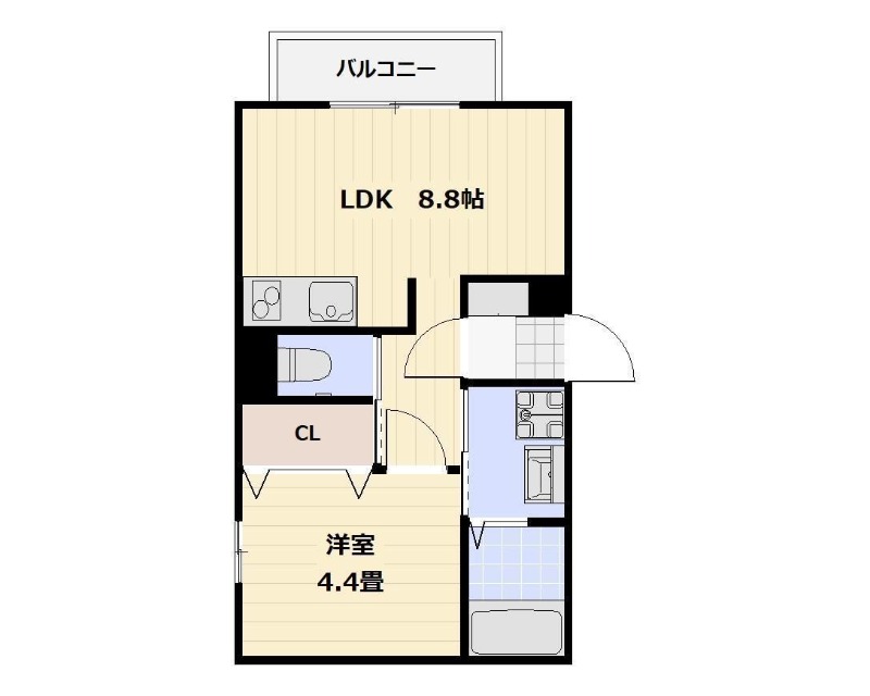 岡山市北区庭瀬のアパートの間取り