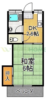 福岡市東区若宮のアパートの間取り