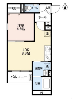 東大阪市瓢箪山町のアパートの間取り