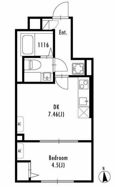 新宿区北新宿のマンションの間取り