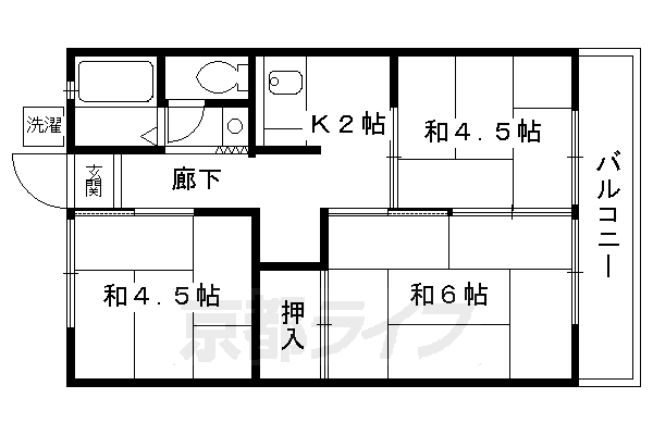 京都市伏見区桃山町和泉のアパートの間取り