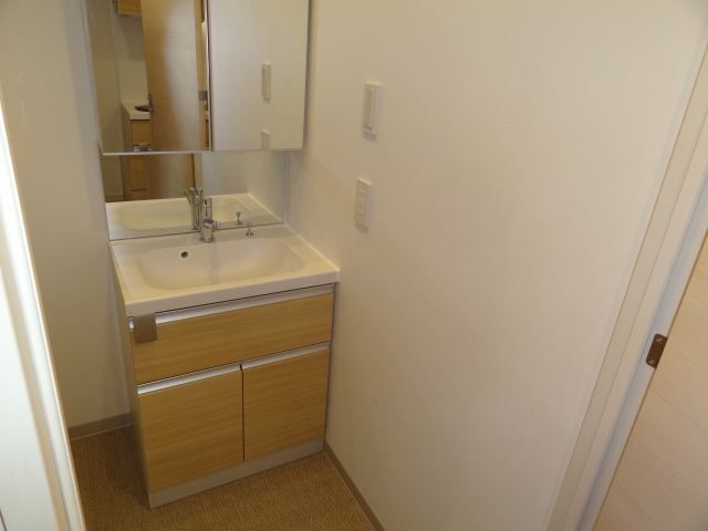 洗面設備　洗髪洗面化粧台・２面鏡です