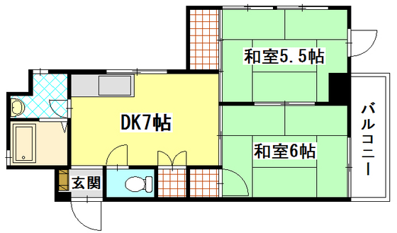 広島市南区宇品西のアパートの間取り