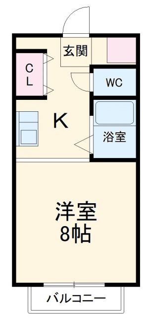 長久手市岩作三ケ峯のアパートの間取り