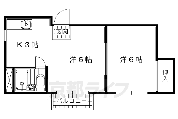 宇治市木幡のマンションの間取り