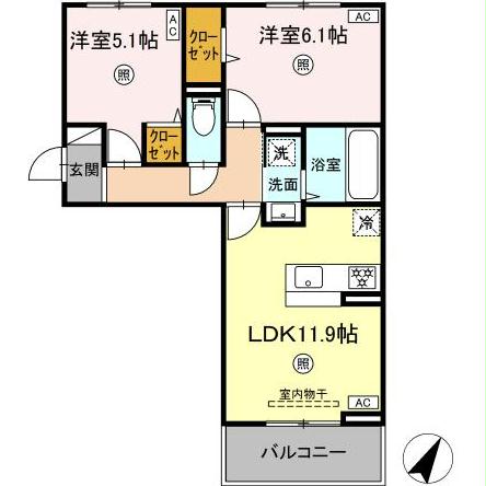 【熊本市東区長嶺西のアパートの間取り】