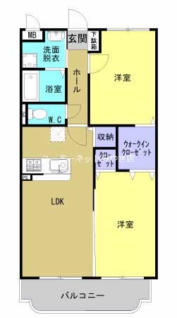 鳥栖市本鳥栖町のマンションの間取り