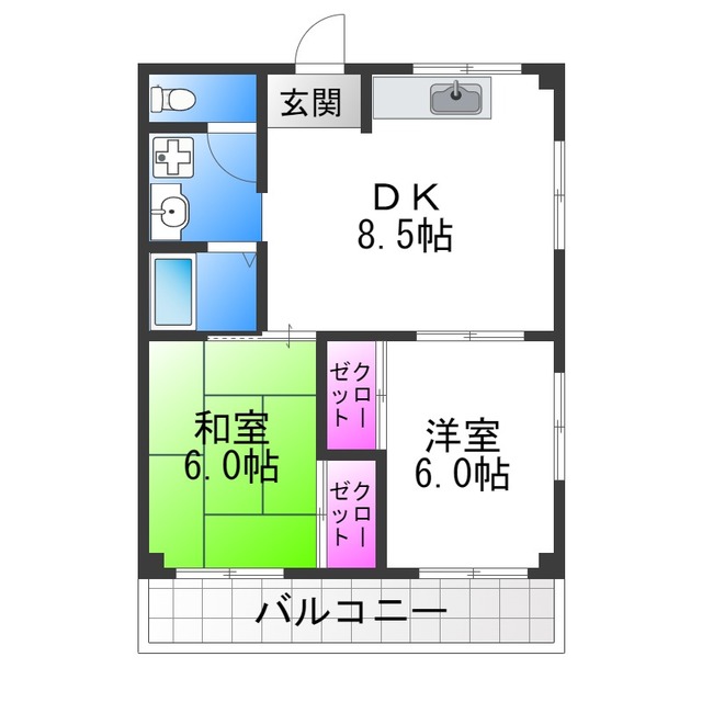 リバーハイツ河田の間取り