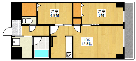 明石市樽屋町のマンションの間取り