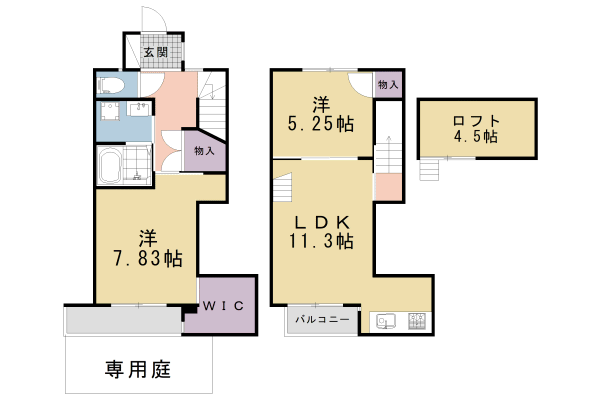 京都市左京区岩倉中河原町のアパートの間取り