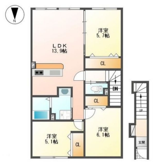 ＰａｌａｃｅＫ南本通の間取り