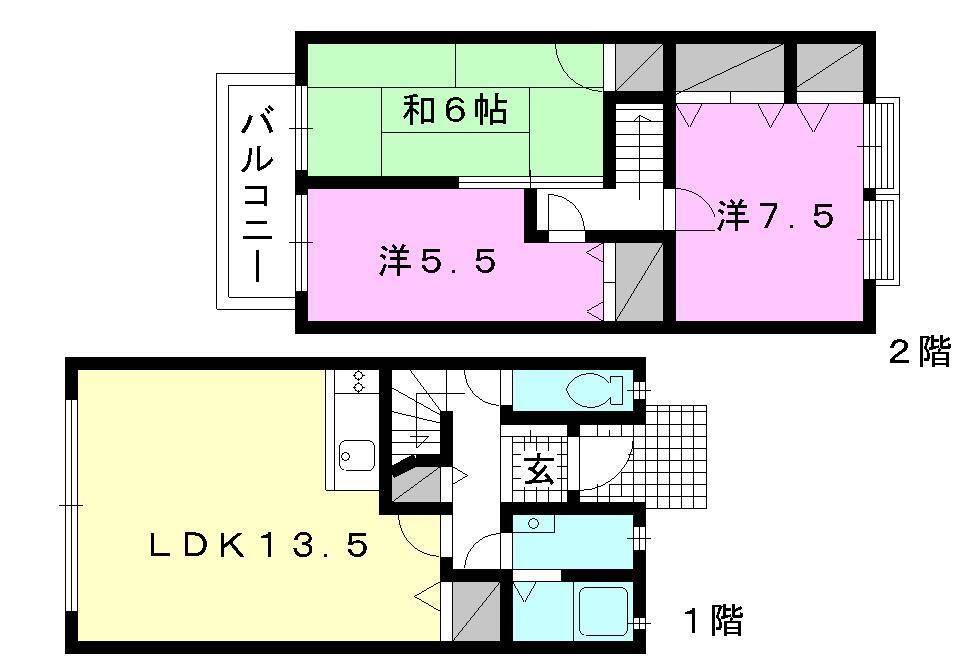 松山市道後今市のアパートの間取り