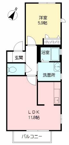 鹿児島市東谷山のマンションの間取り