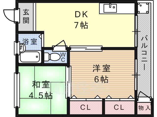 門之内マンション2号棟の間取り